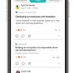 La aplicación móvil Viva Connections muestra conversaciones de comunidades.
