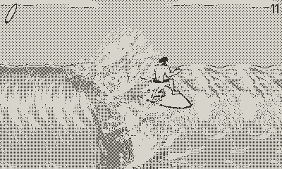 Whitewater Wipeout, un juego de surf que usa la manivela de Playdate
