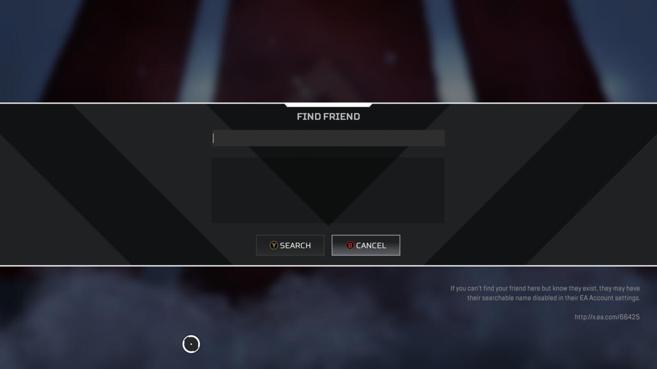 La pantalla de búsqueda de juego cruzado de amigos