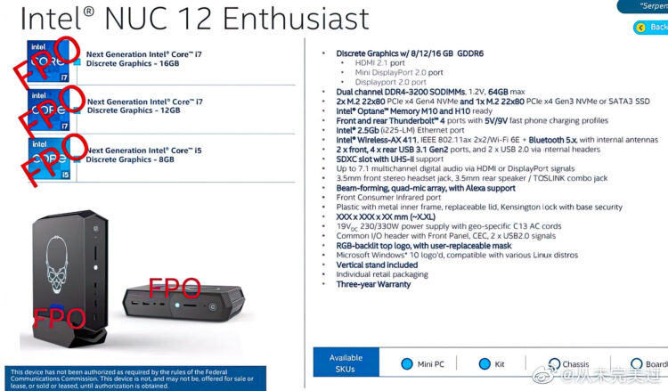 Intel Nuc 12 Enthusiast Serpent Canyon Alder Lake Dg2 Fuga