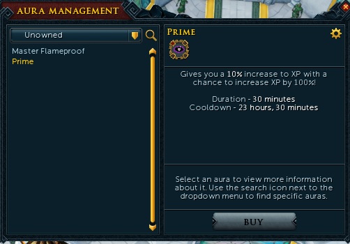 Información de Runescape Prime Aura