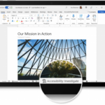 Ventana de edición de Microsoft Word que muestra un documento con poco contraste de texto en una sección.  Una parte ampliada de la pantalla muestra el indicador