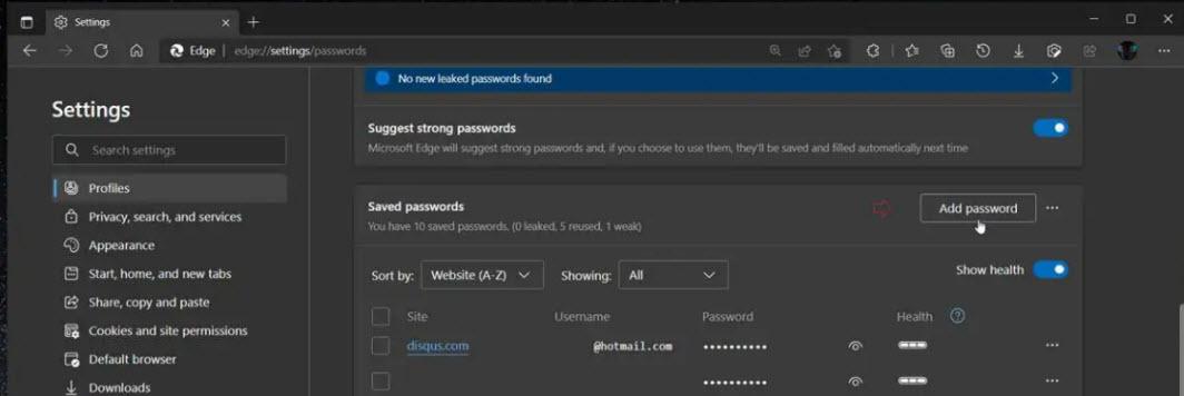 Microsoft Edge tendrá una opción para guardar contraseñas manualmente