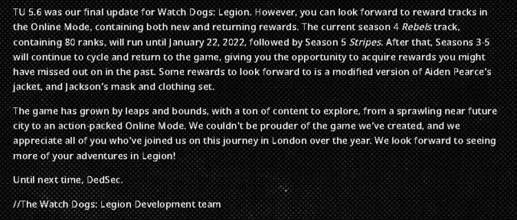 Entrada de blog de Watch Dogs Legion