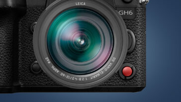 El frente de la cámara Panasonic GH6