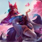 Larissa Rochefort en un cosplay de Ahri Flor Espiritual de League of Legends