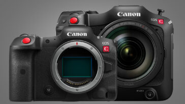 La Canon EOS R5 C y EOS C70 sobre un fondo gris