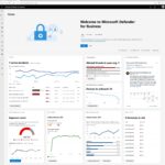 Página de inicio de Microsoft Defender for Business dentro de un navegador Edge con paneles que muestran los incidentes activos y el estado del dispositivo.
