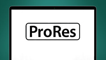 El logotipo de Apple ProRes en la pantalla de un portátil