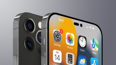 iPhone 14 Píldora simulada y pulgar con agujero