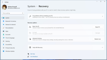 La pantalla de Recuperación le permite restablecer fácilmente su PC.