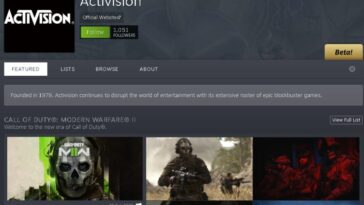 Página de Activision en Steam