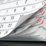 Concepto de calendario, recordatorio, organización - Ilustración 3d del calendario