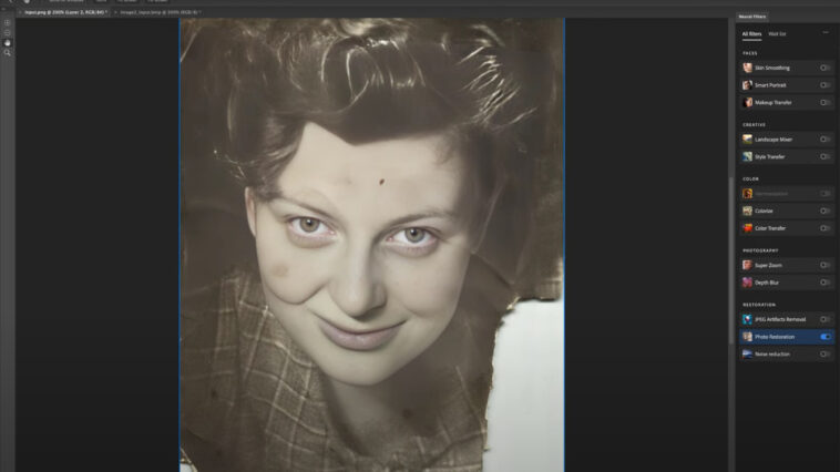 La nueva e impresionante herramienta de Photoshop restaura instantáneamente tus viejas fotos familiares