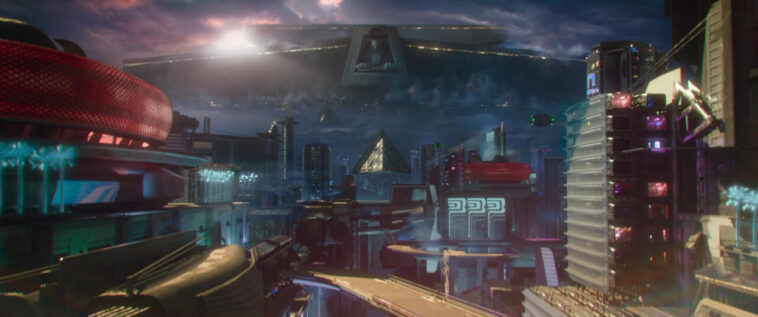 La brillante y futurista ciudad de Neomuna está muy lejos de la desolación que podríamos haber esperado originalmente de un nombre como Lightfall.