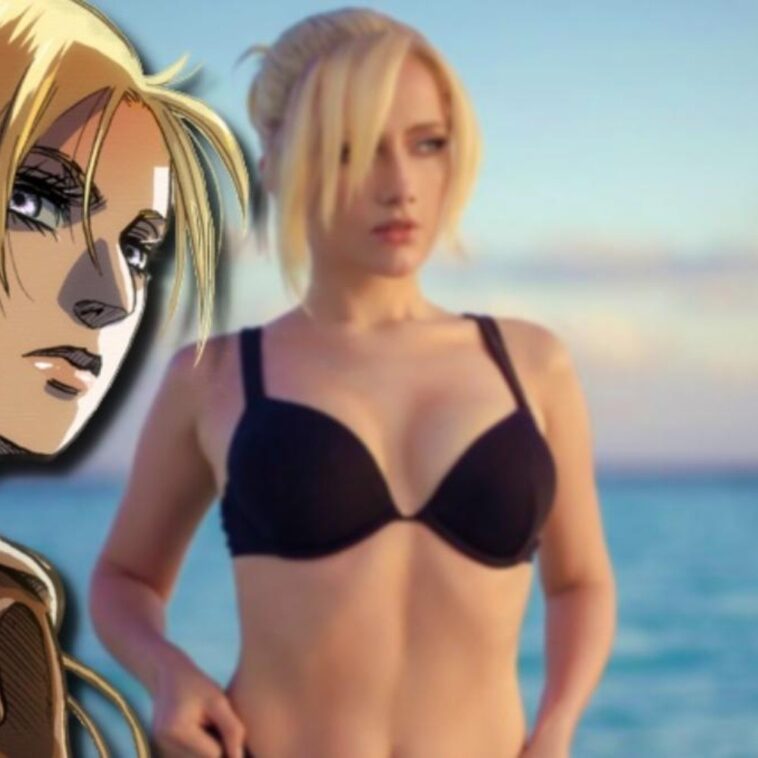 Natalia nos atrapa con cosplay de Annie Leonhart en traje de baño