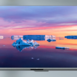 Amazon Fire TV QLED showing image of sunset on ocean