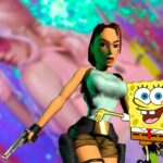 Modelo hace cosplay de Lara Croft de Tomb Raider en crossover con Bob Esponja