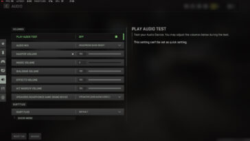 Configuración de audio beta de Modern Warfare 2