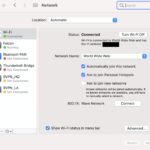 Una captura de pantalla que muestra la configuración de red en macOS