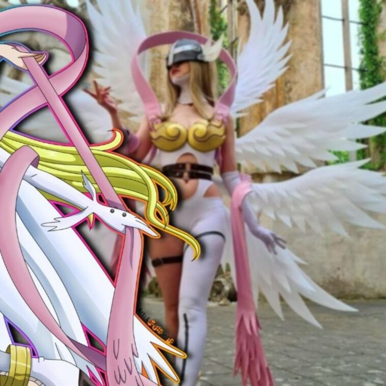 Liechee y su impresionante cosplay de Angewomon de Digimon