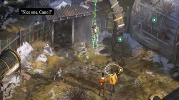 Hierba de los desarrolladores de Disco Elysium colgando