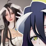 seracoss en un encantador cosplay de Albedo del anime de Overlord