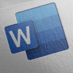 Logotipo de Word en textura de papel.