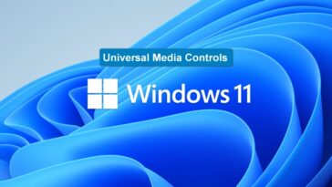 La pantalla de inicio de sesión de Windows 11 con Universal Media Controls escrito.