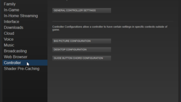 Controlador de configuración de escritorio de Steam