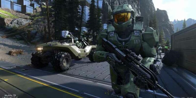 Master Chief Spartan en pantalla dividida de Halo Infinite