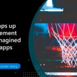 Un aro de baloncesto de un estadio interior, el logotipo de Microsoft Azure y un texto sobre un fondo oscuro.  El texto dice: NBA aumenta la emoción de los fanáticos con aplicaciones modernas reinventadas.  Lea la historia del cliente.