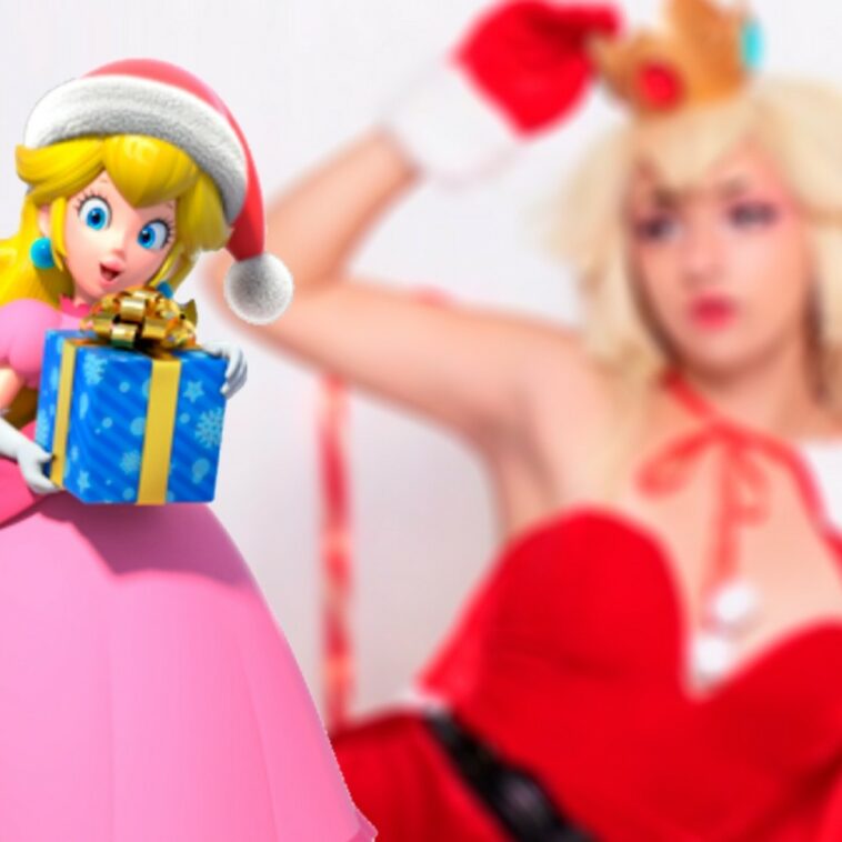 Dandelion da un regalo a los fans de Mario Bros con su cosplay navideño de Peach