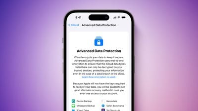 Pantalla de protección avanzada de datos de seguridad avanzada de Apple Característica Púrpura