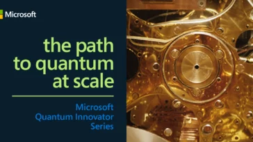 El camino hacia la cuántica a escala;  Imagen de Microsoft Quantum Innovator Series” de la lámpara de araña de hardware Quantum