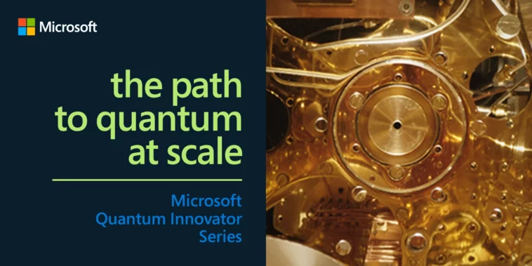 El camino hacia la cuántica a escala;  Imagen de Microsoft Quantum Innovator Series” de la lámpara de araña de hardware Quantum