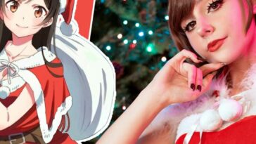 Nymphahri en su cosplay navideño de Chizuru Mizuhara de Rent-A-Girlfriend