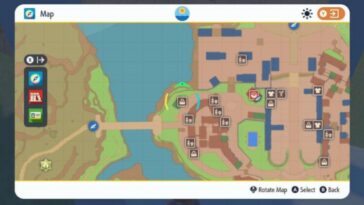 Mesagoza City Delibird presenta la ubicación de la tienda Pokemon Scarlet Violet