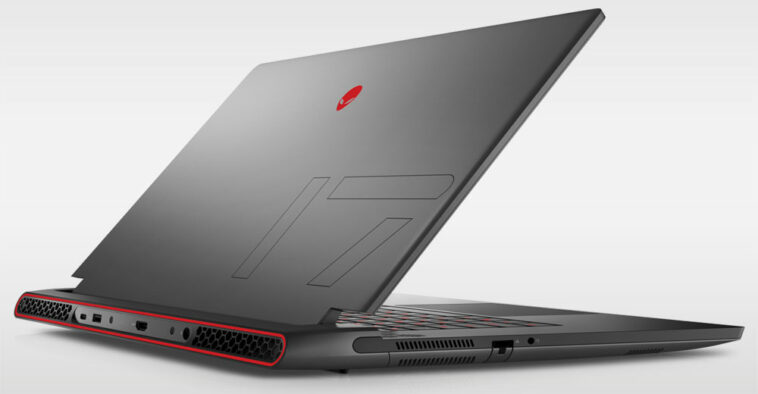 Vista izquierda en ángulo del portátil para juegos Alienware m17 R5