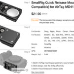 SmallRig lanzó una nueva placa de montaje de liberación rápida compatible con AirTag