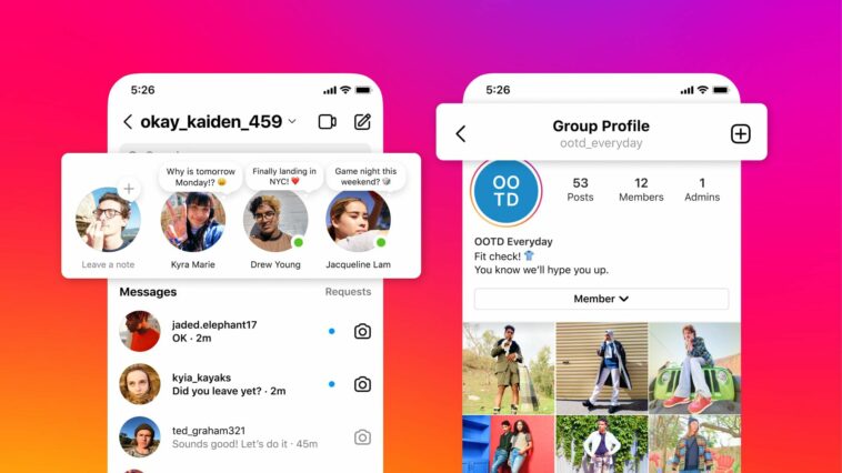 Instagram presenta perfiles grupales, función de 'notas' similar a Twitter para compartir texto y emojis