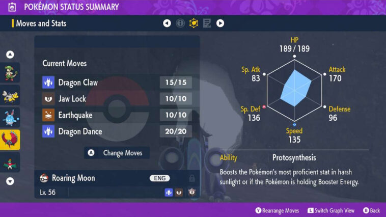 Roaring Moon Ejemplo Moveset Pokémon Escarlata Violeta Competitivo