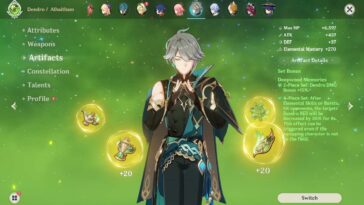 Genshin Impact Alhaitham Guía de los mejores artefactos Deepwood Memories Gilded Dreams 1