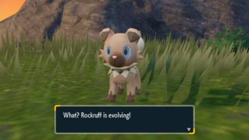 Pantalla Pokémon Scarlet Violet Evolve Rockruff Evolution