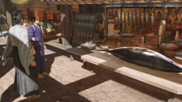 Mercado de pescado como un dragón Ishin