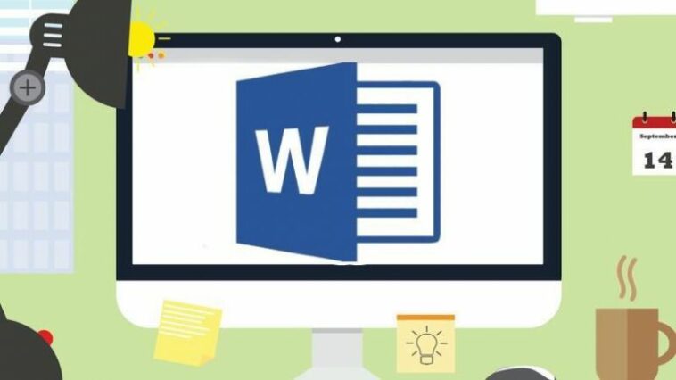 El logotipo de Windows Word en una computadora.