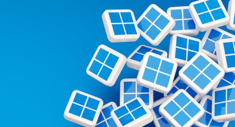 Cubos con el logo de Microsoft Windows 11.