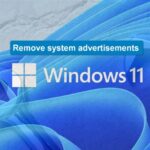 El texto Eliminar anuncios del sistema sobre el fondo de Windows 11.