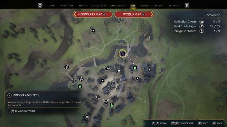 Hogwarts Legacy Cómo encontrar el mapa de la guía de ubicación de Brood and Peck