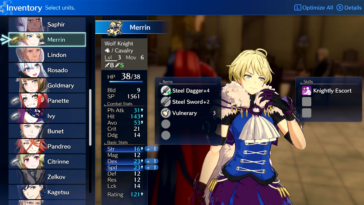 Merrin Fire Emblem Engage Pantalla de estadísticas